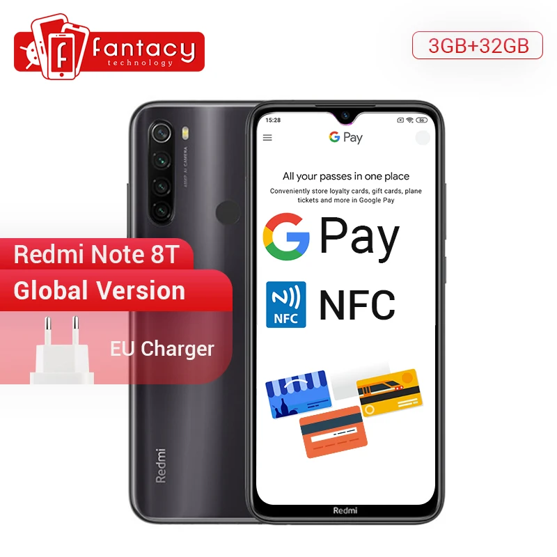 Новое поступление глобальная версия Redmi Note 8 T 3 ГБ ОЗУ 32 Гб ПЗУ телефон Snapdragon 665 6