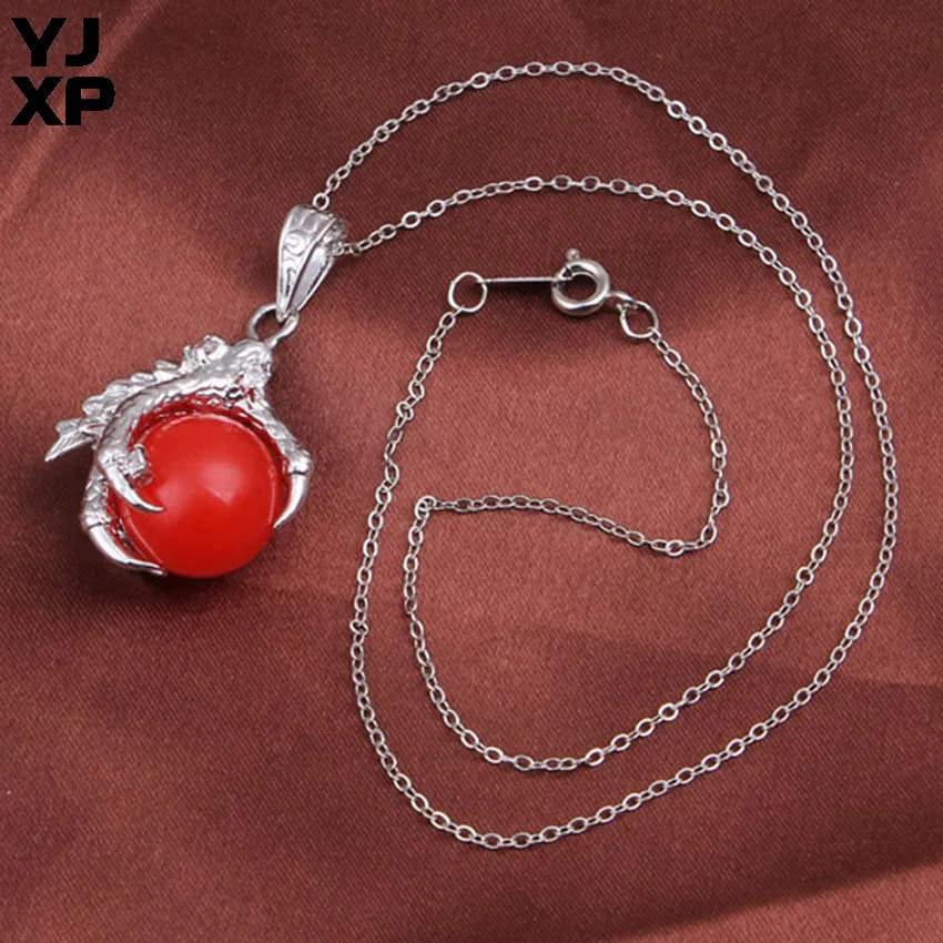 Red Jade YJXP панк стиль Дракон коготь Подвески натуральный камень Бусины шар кристаллы аметиста Quartzs для женщин мужчин амулет ювелирные изделия - Окраска металла: Red Jade