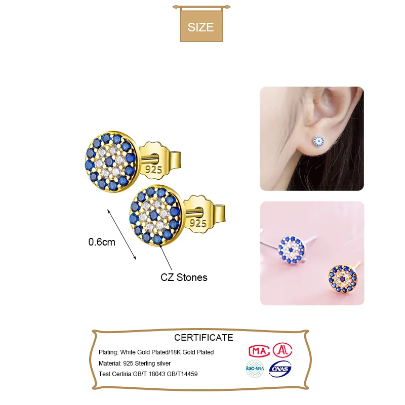 Женские серьги-гвоздики из серебра 925 пробы с фианитом | Украшения и аксессуары