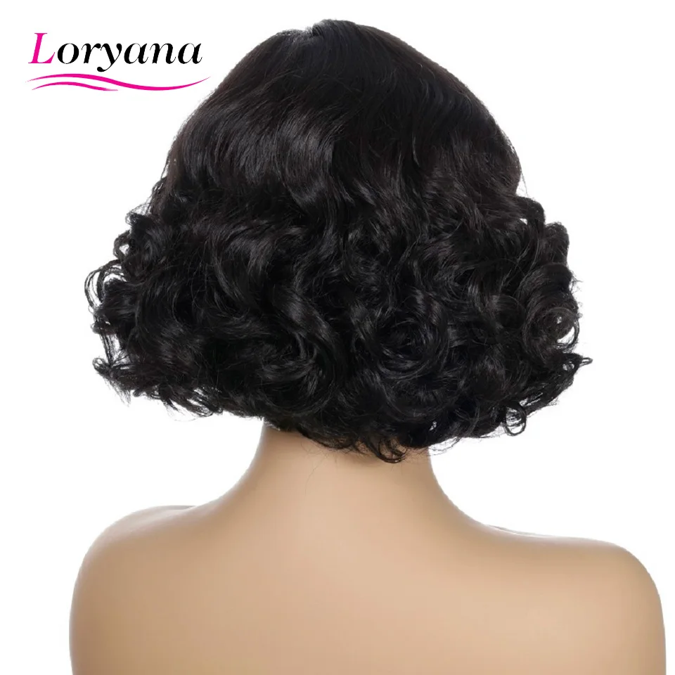 

Loryana Synthetic Hair Black Short Wavy Wigs For White/Black Women Heat Resistant Fiber Daily Full False Curls Hair