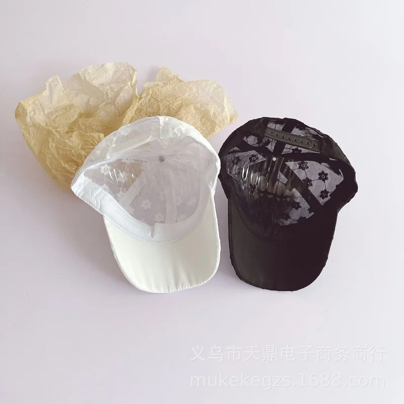 

Personalized Children Lace Embroidery Baseball Cap Transparent Flower Baby Kids Temperament Casual Solid Color Sun Shading Caps