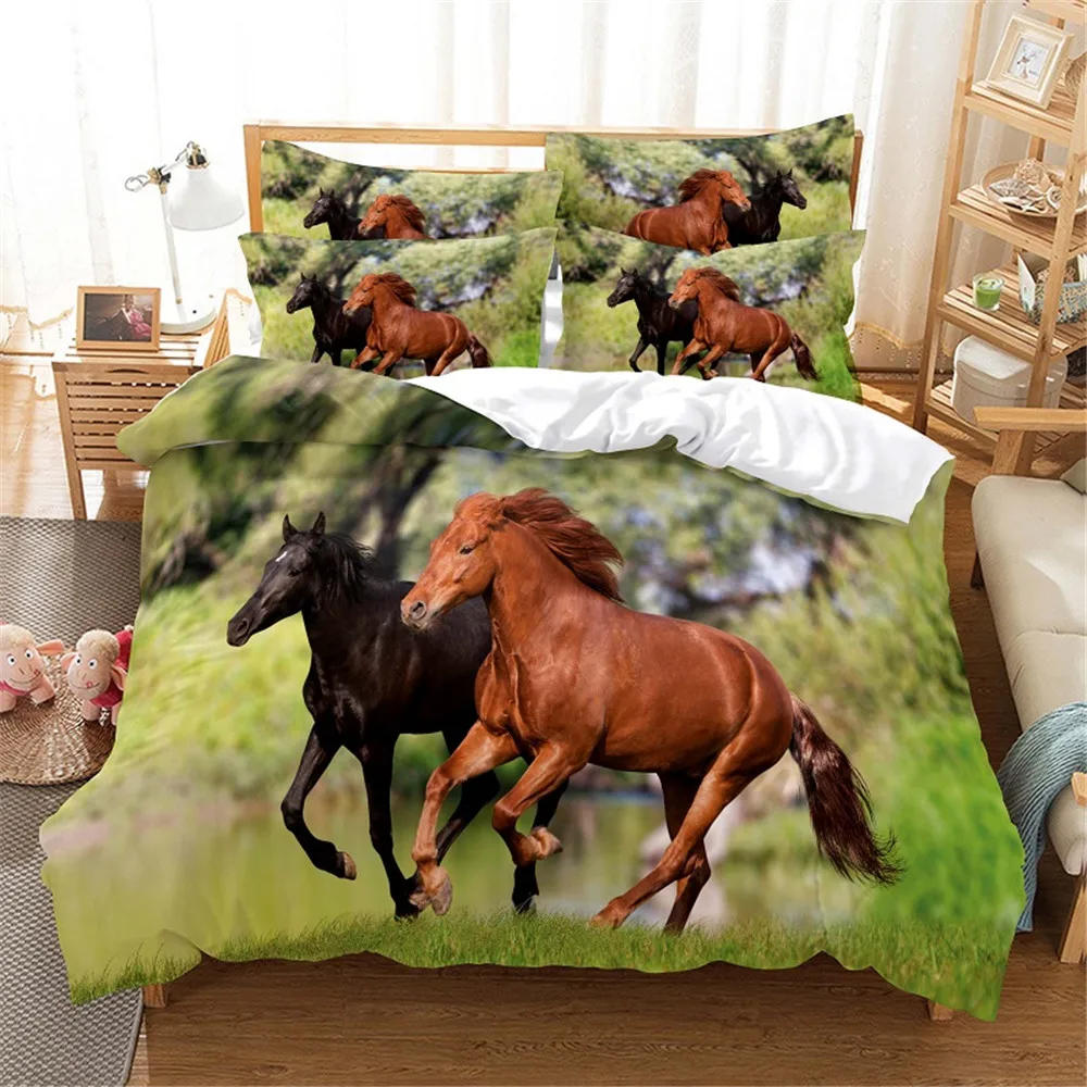 

Комплект постельного белья с 3D рисунком лошади, Комплект постельного белья с пододеяльником, Комплект постельного белья, хлопковый комплек...