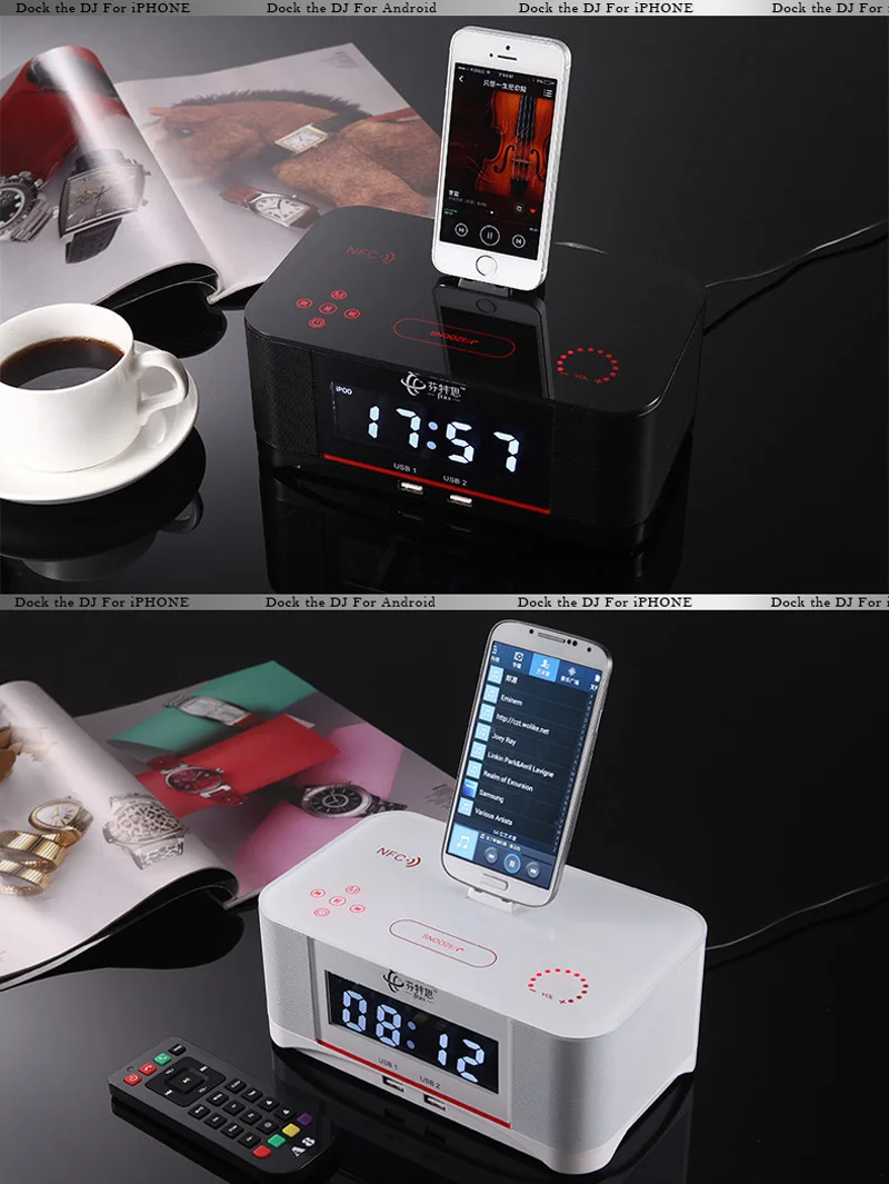 A8 lcd цифровой fm-радио будильник NFC bluetooth динамик пульт дистанционного управления для iphone 6 7 8 X для iphone 6s 7 8 plus для samsung