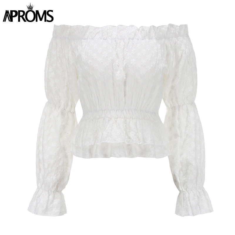 Женская белая футболка с оборками Aproms элегантная шифоновая укороченная