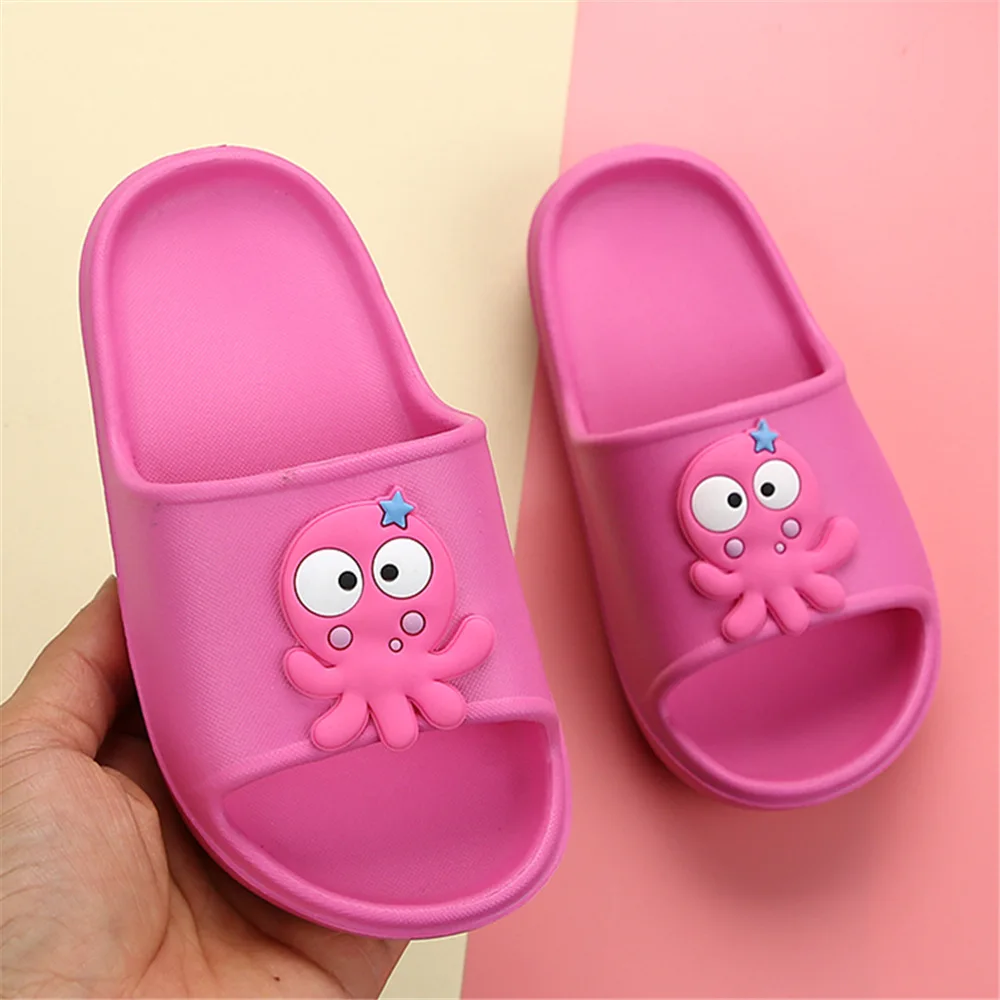 Летняя детская обувь для девочек Тапочки с рисунком осьминога героями из