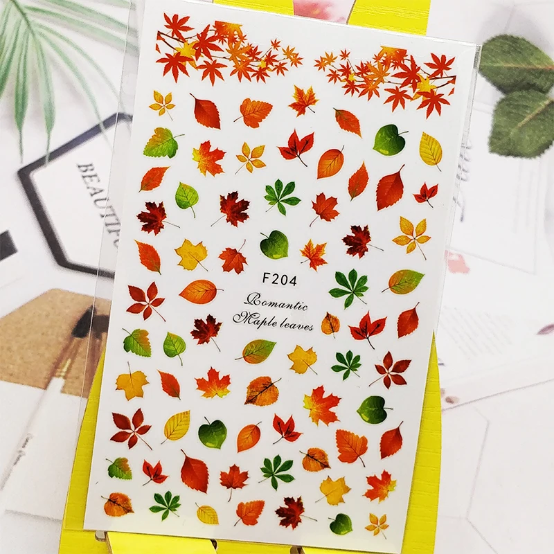 3D наклейки для ногтей в виде кленового листа трава конструкции нейл-арта