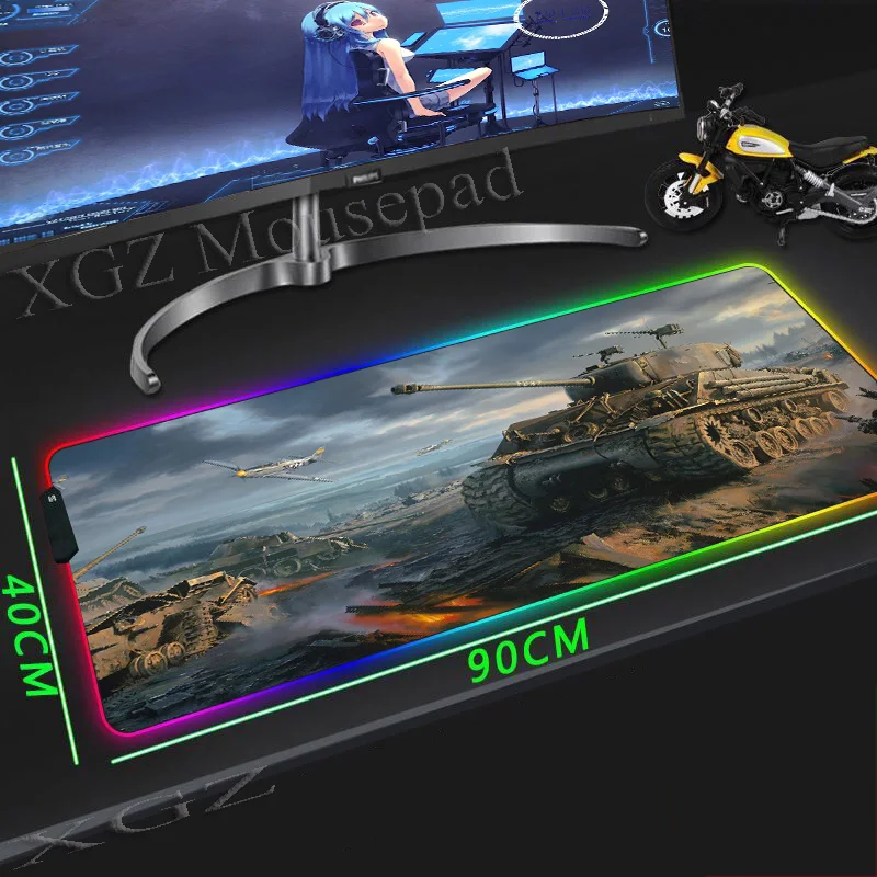 Большой игровой коврик для мыши XGZ RGB точный черный с застежкой на края лома и