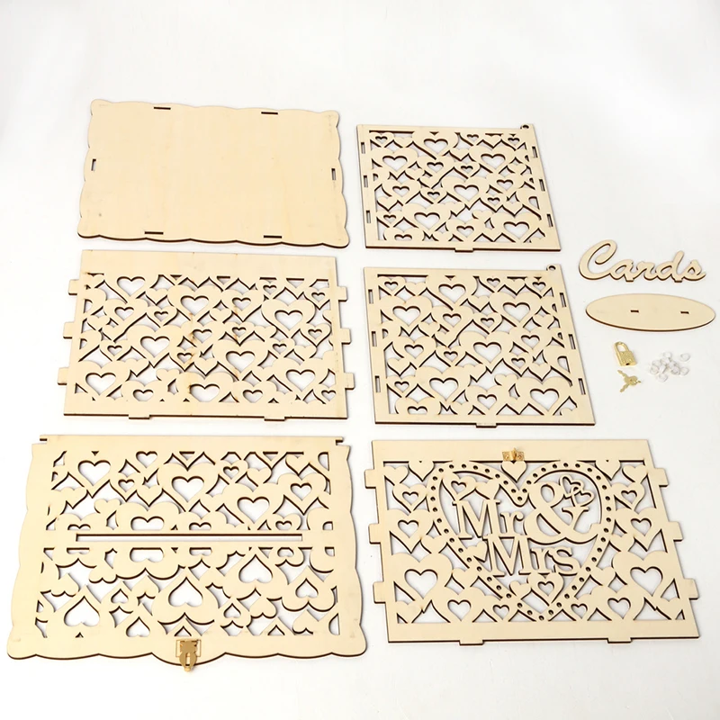 Новинка DIY коробка для свадебных карт деревянная денег с замком Свадебная
