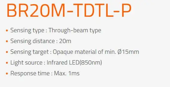 Антитетический фотоэлектрический датчик BR20M-TDTL-P