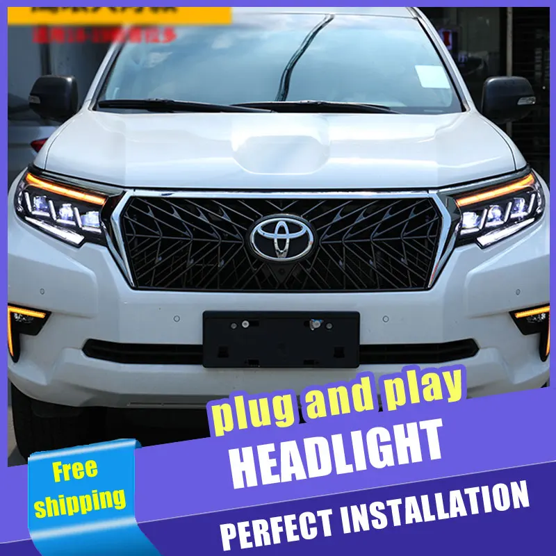2 шт. автомобиль Стиль все светодиодный фары для Toyota prado18-19 prado налобный фонарь DRL
