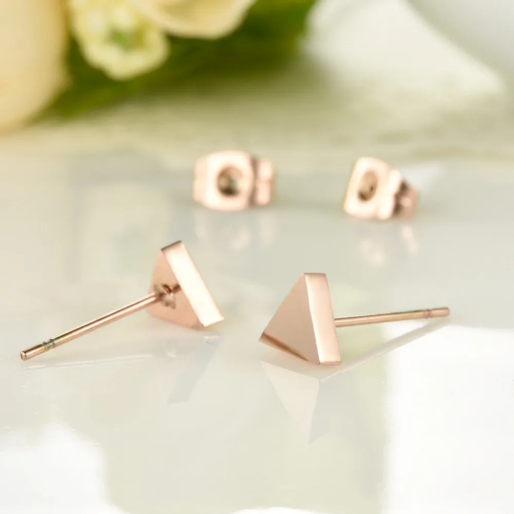 

OPK Champagne Gold Color Woman Stud Earring Classical Stainless Steel Triangle New Design Fashion Women Jewelry Earring GE312
