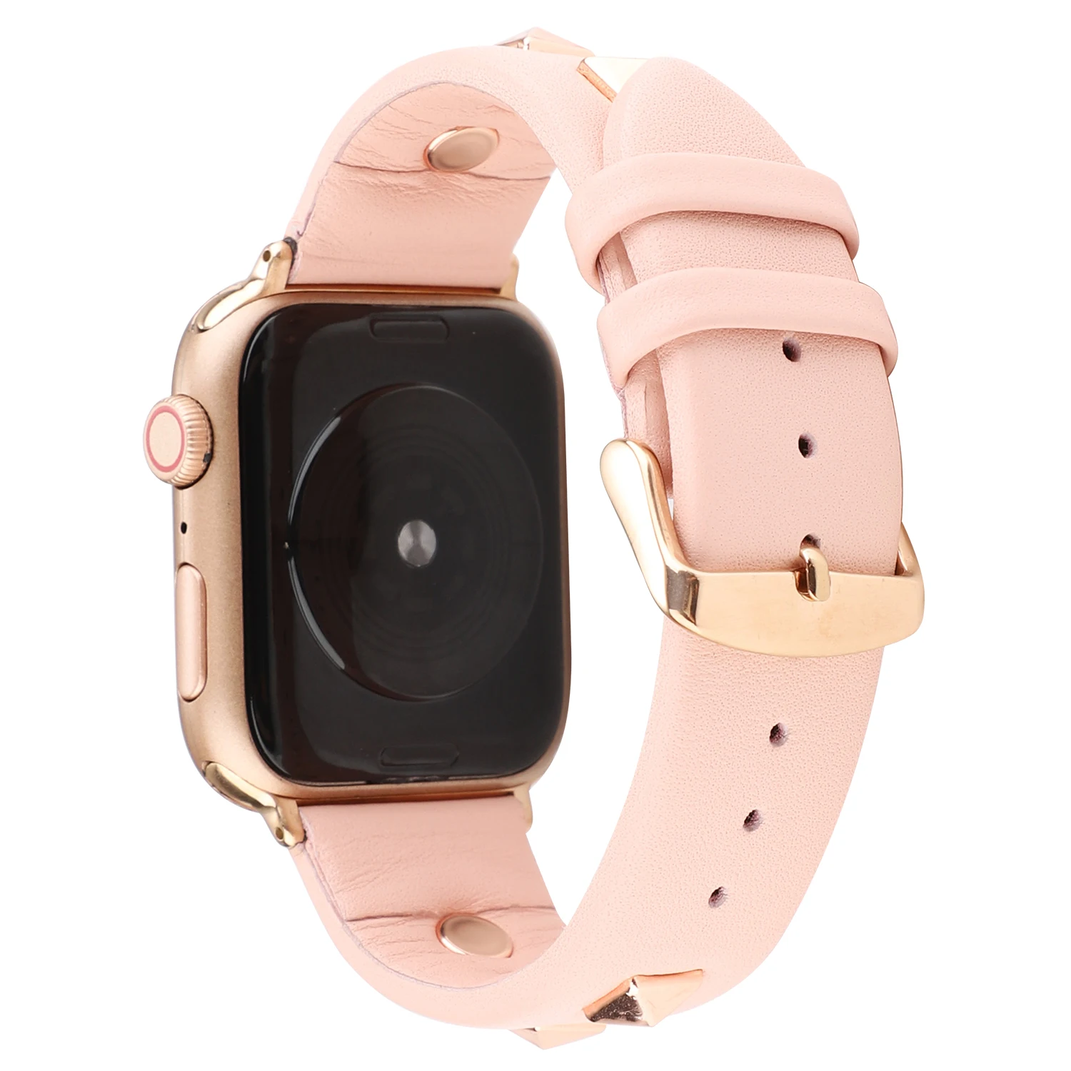 Ремешок из натуральной кожи с заклепками розового золота для apple wacth band 42 мм 38 мм apple watch 4 44/40 мм браслет correa для iwatch 5 4 3 2 1