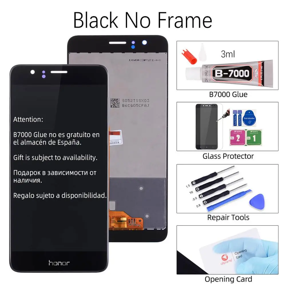 Дисплей для huawei Honor 8 Ремонт сенсорного ЖК-экрана с рамкой для Honor 8 ЖК-дисплей 5,2 ''frd-l09 FRD-L19 - Цвет: No Frame Black