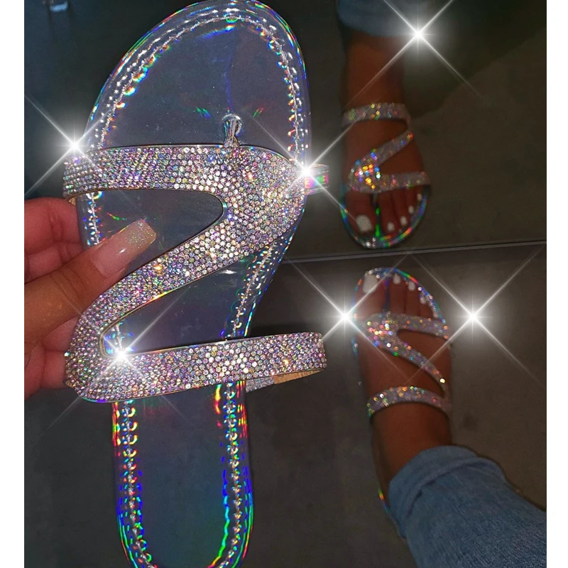 Women Summer Flat Bling Slippers Transparent Soft Jelly Shoes Female Flip Flops Sandals Outdoor Beach Ladies Slides Drop Ship | Спорт и