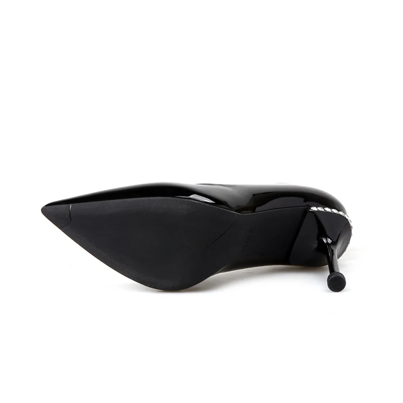 2019 Для женщин 10 см высокий тонкий каблук стразы женские туфли лодочки острый