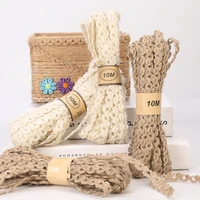 10m handmade diy macrame linen webbing jute rolls gift box packaging ribbon bouquet decoration string for wedding decoration