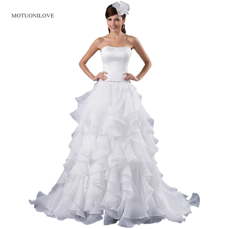 

Женское свадебное платье со шлейфом, без бретелек