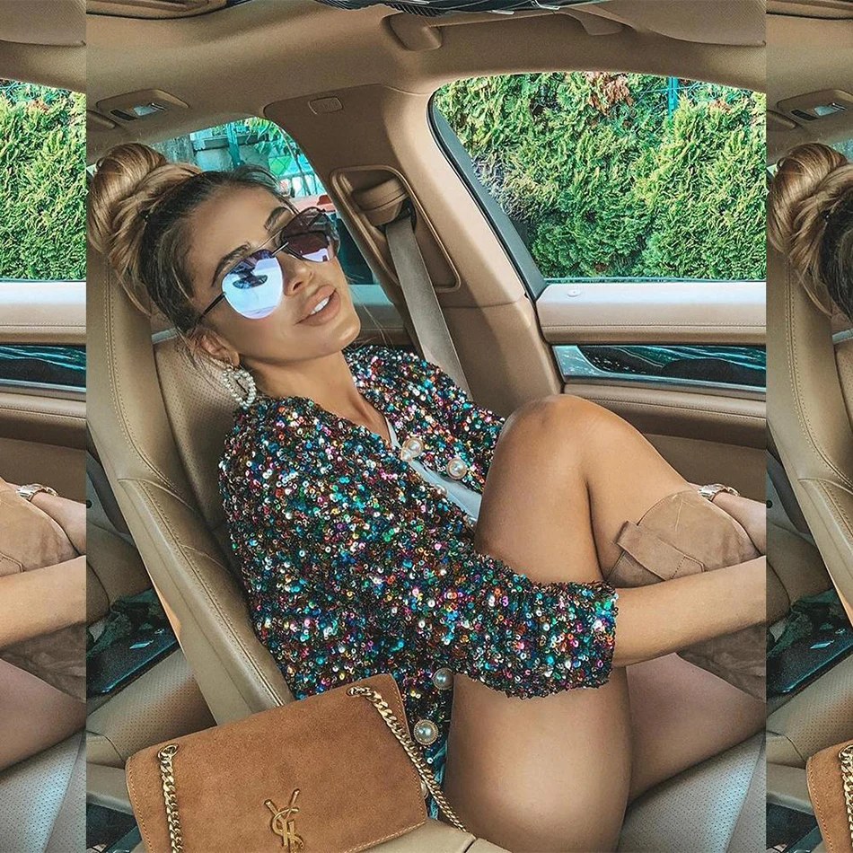 Amily. c 2020 Горячее предложение новый шикарный тонкий жакет с множеством блесток