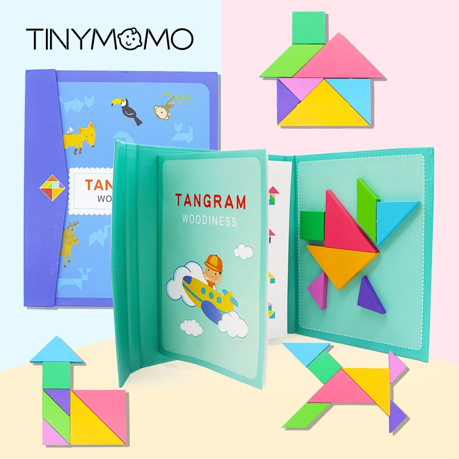 Магнитные 3D головоломки Tangram игра Монтессори Обучающие Настольные игры для