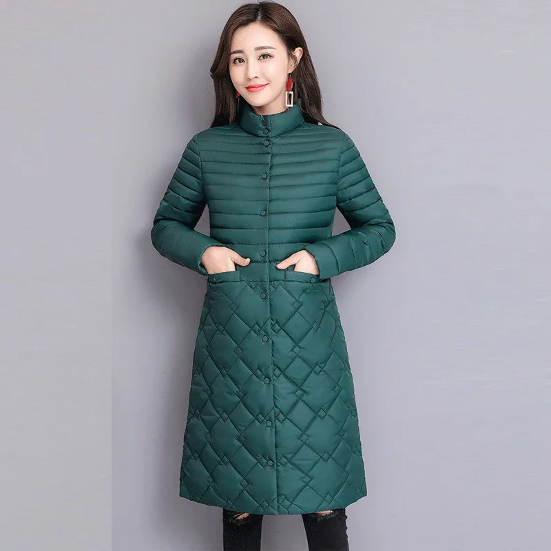 

Plus Size Fashion Slim Women Winter Jacket Down Cotton Warm Winter Coat Women Long Coat Korean Casual Solid Color Parker Coats