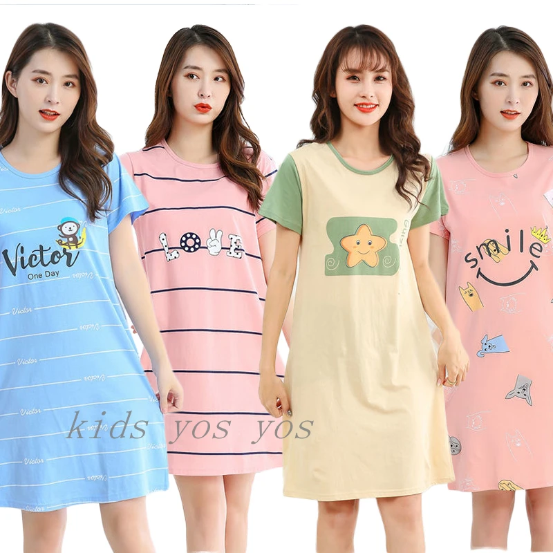 

Girls Nightdress Summer Cartoon Nightgown Children's Clothing Short Sleeved Pajamas Sleep Dress Kids Homewear Teens 12 14 16 18T