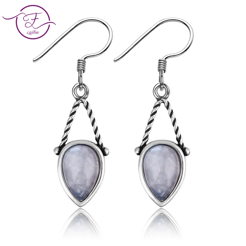 Фото Серьги-подвески из серебра 925 пробы в форме груши 6x9 №1