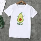 Летняя модная футболка унисекс, милые детские футболки с изображением авокадо, кошки, веганов, с коротким рукавом, топы с принтом для мальчиков и девочек, ooo5352