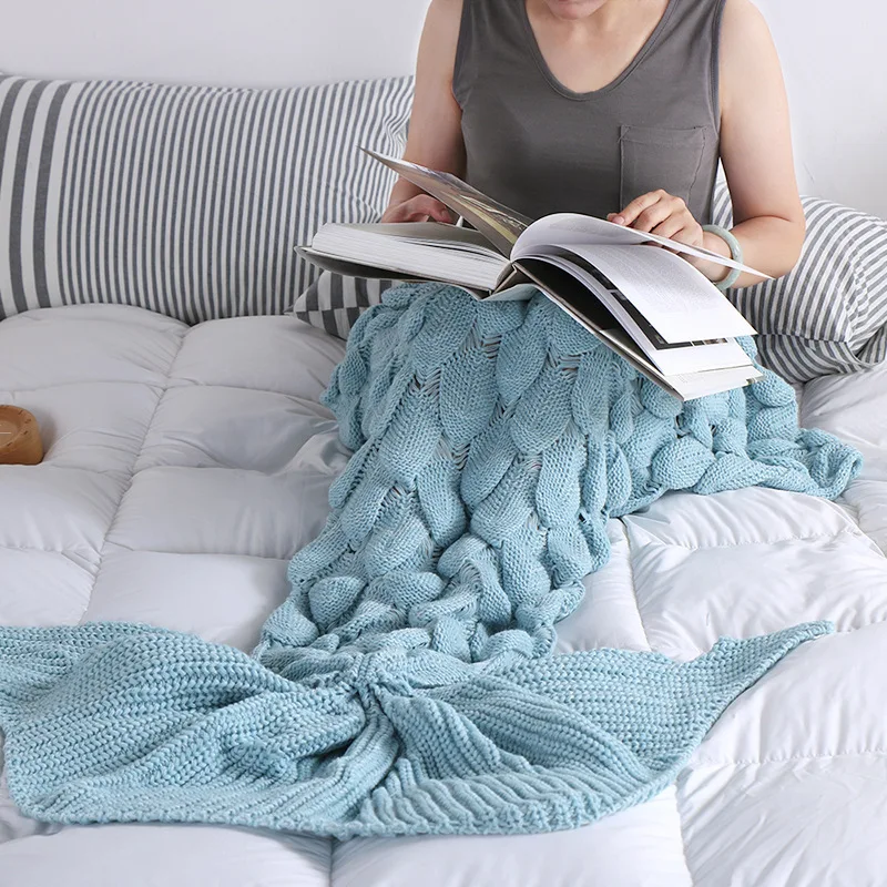 LISM мягкое вязаное одеяло с хвостом русалки вязаный спальный мешок ручной работы