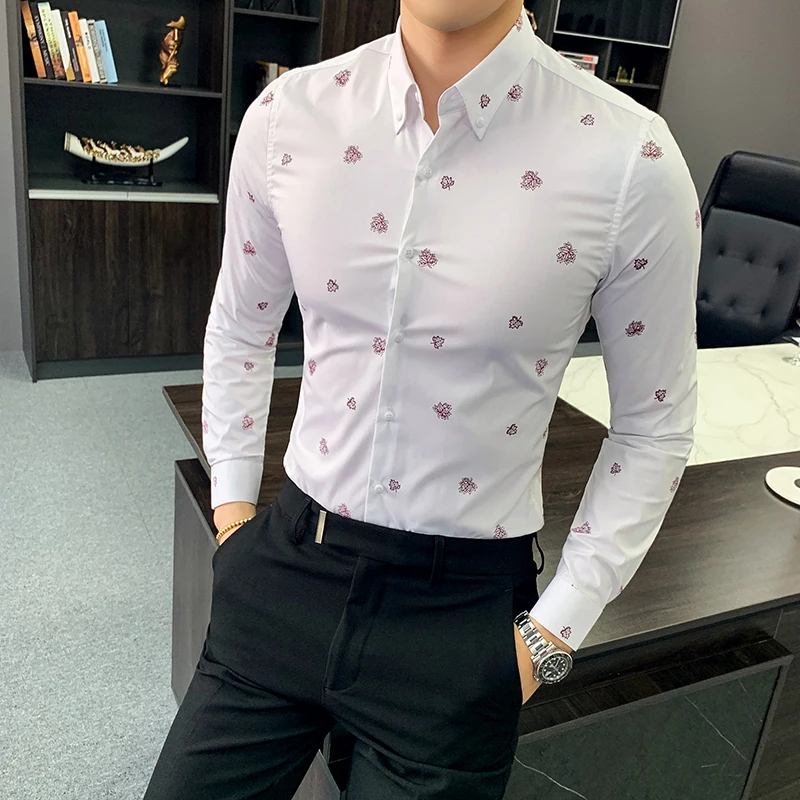 Яркая желтая рубашка мужская Высококачественная Мужская в полоску с модным