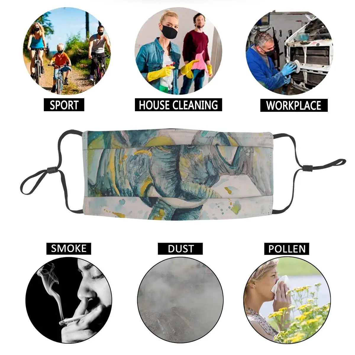 

Baby Loves Mask Men Women Non-Disposable Face Mask Cartoon Animal Dustproof Protection Cover Respirator