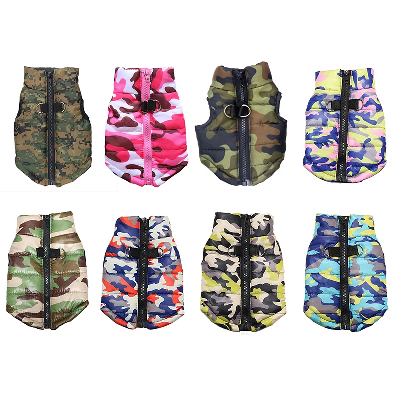 Одежда для больших собак теплая зимняя ватная куртка камуфляжное пальто