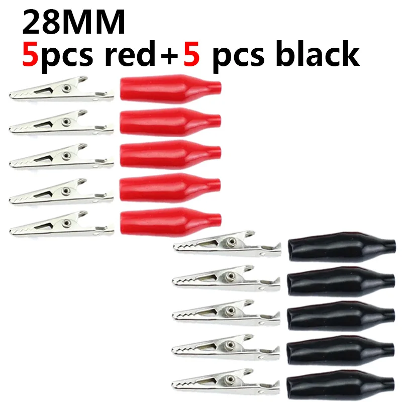 

6pcs 28MM 45MM Metal Alligator Clip Crocodile Electrical Clamp Testing Probe Meter Black Red with Plastic Boot Car Auto Battery