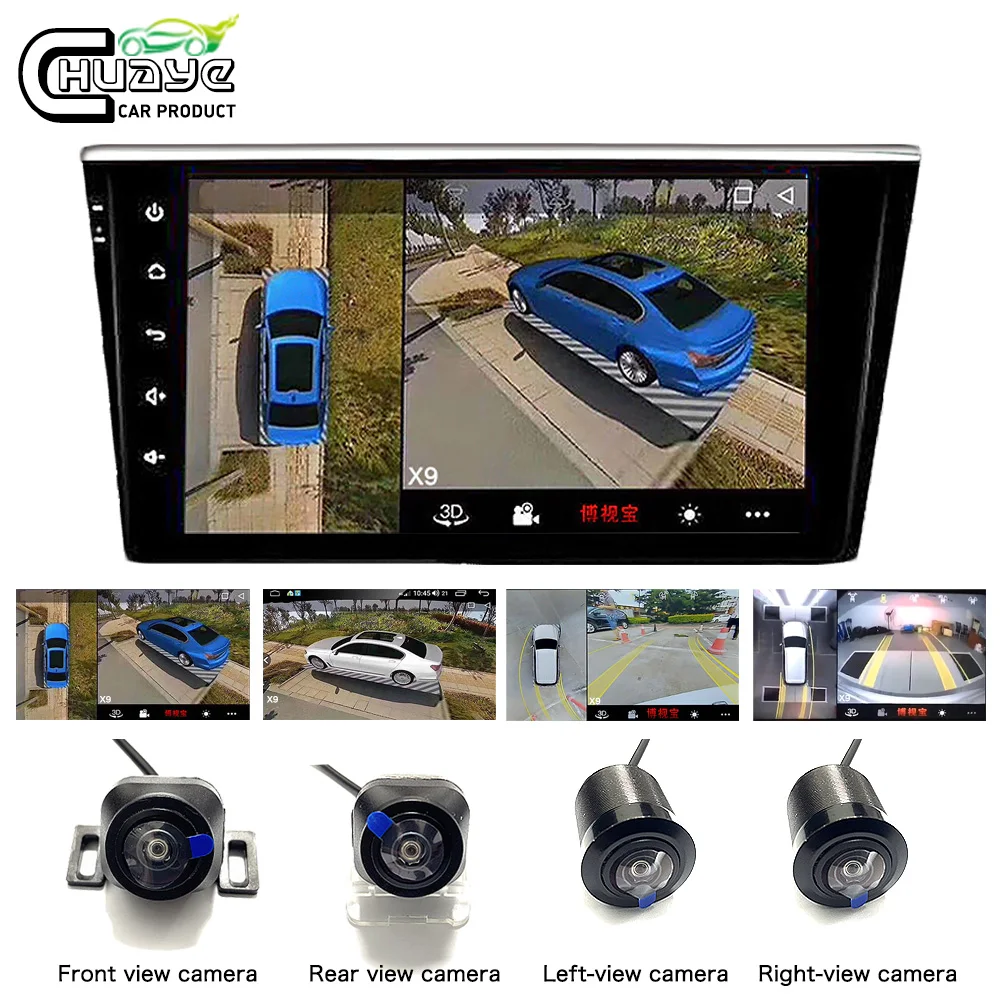 

3D Car 360 HD Surround View Monitoring System 360 Degree Driving Bird View Panorama Car Cameras 4-CH DVR Recorder with G sensor