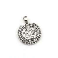 50pcs antique silver zinc alloy st benedict nurcia badge medals dangle charm pendant fit necklace diy jewelry 25 5x31 5mm