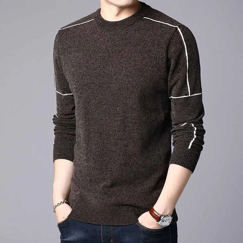 

YUSHU осенне-зимний мужской свитер, Повседневный шерстяной свитер с длинными рукавами, мужской облегающий брендовый вязаный пуловер, размер ...