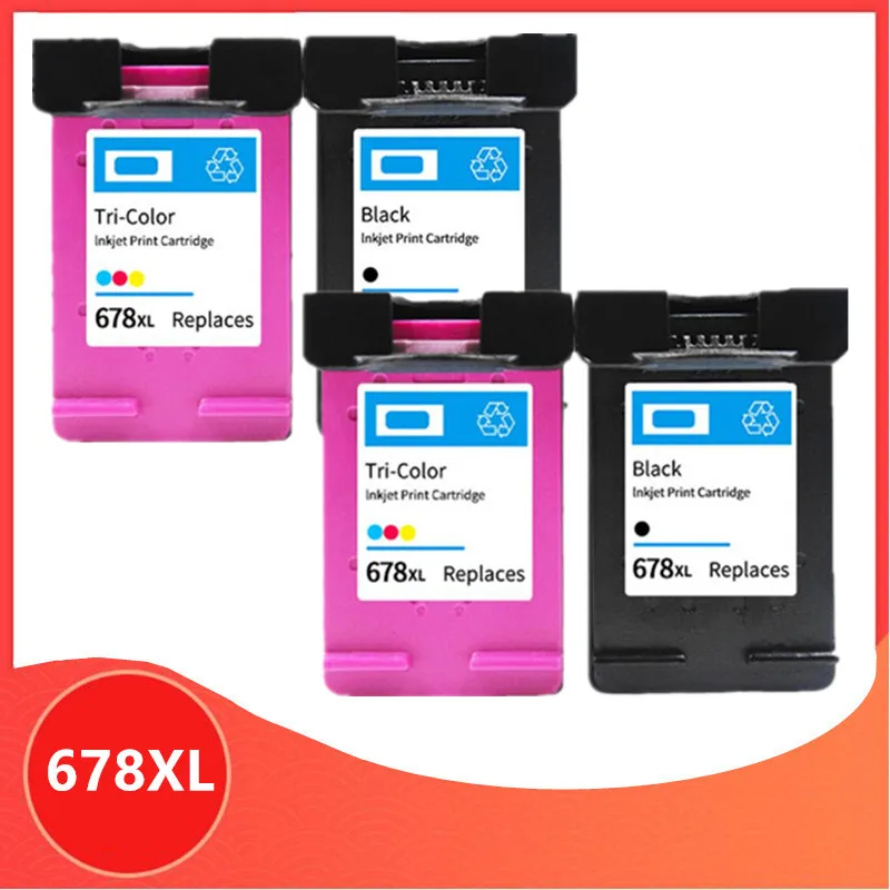 

4Pack 678 Ink Cartridge for HP 678 XL Ink Cartridge for 678XL for hp678 Deskjet 2515 3515 1018 1518 2548 3548 4518 2648 Printer