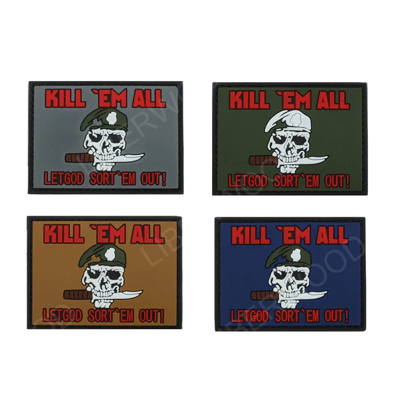 Morale Patches No Knife No Life SKULL PVC 3D Military Tactical Patch badge applique EMBLEM