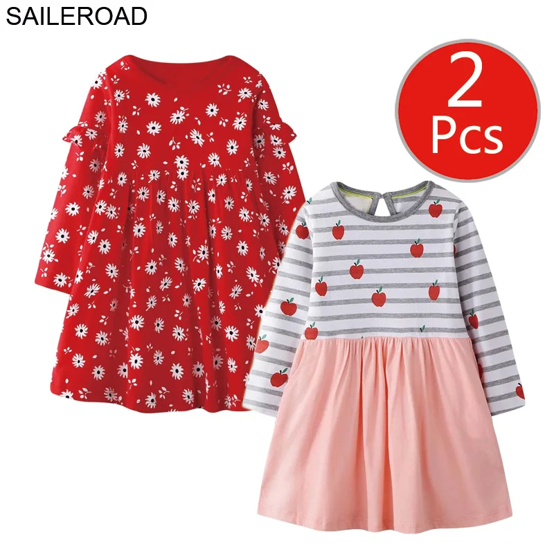7105 7054 photo SAILEROAD 2шт. Животные Аппликации Девушки с длинным рукавом платье 7 лет Одежда для девочек Элегантное платье для девочек Платья для вечеринок Платье единорога - Цвет: 7105 7054 photo
