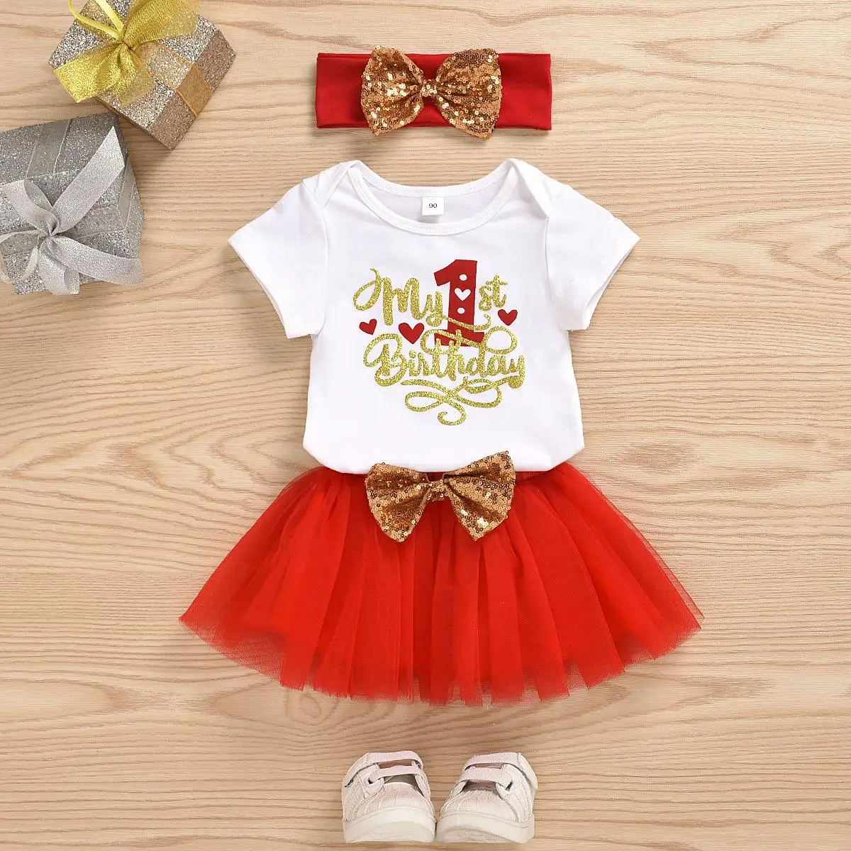 1-3Y Baby Birthday Dress Newborn Infantil Tutu Outfit Baby Girls Cake Smash Outfits Letter Printing And Lace Stitching Clothes