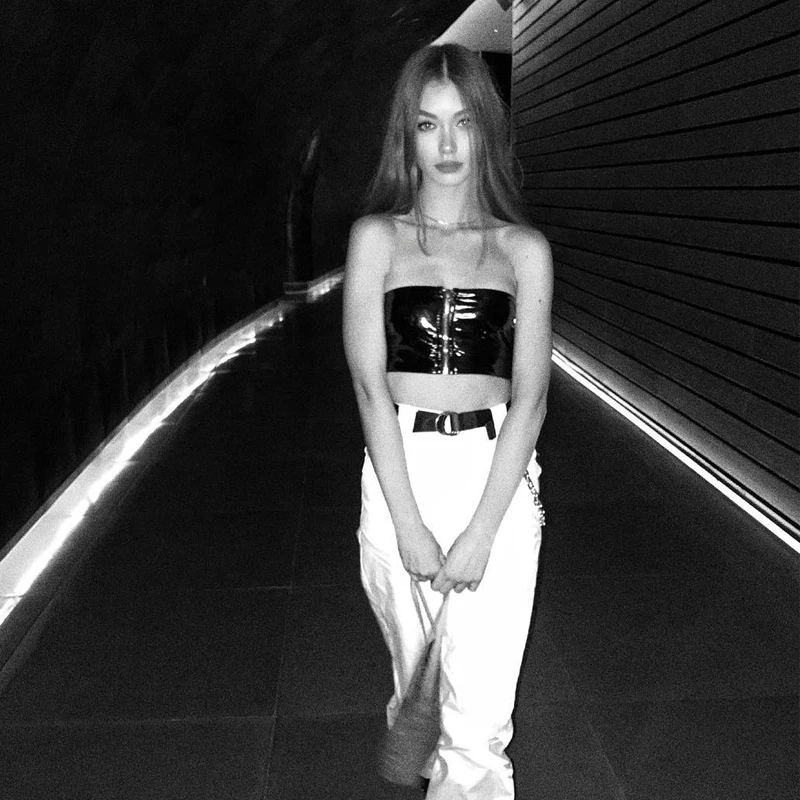 Meihuida Женская Сексуальная уличная одежда из искусственной кожи без бретелек топы