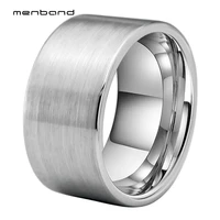 mens wedding bands tungsten carbide ring large men ring with brush finish flat band 12mm comfort fit