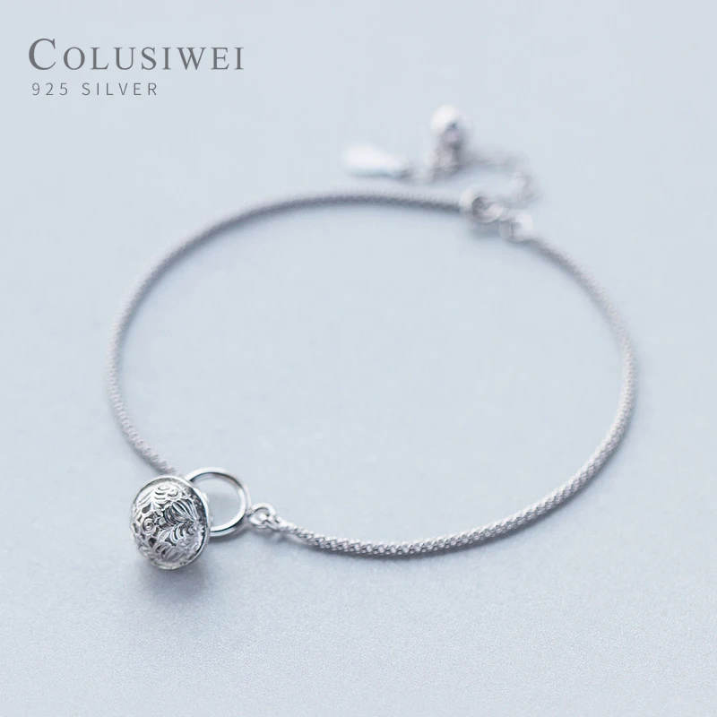 

COLUSIWEI Genuine 925 Sterling Silver National Style Bell Anklet for Women Small Bell Anklet Fashion Jewelry Silver Leg Chain
