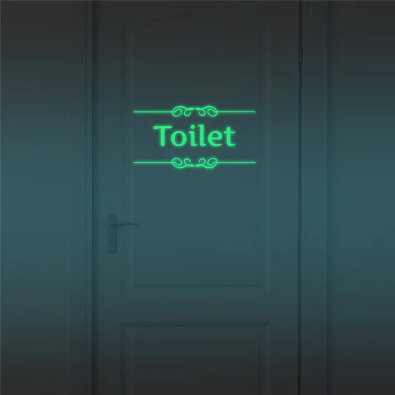 

Luminous bathroom Wall sticker Glow In the Dark Door Stickers Toilet Interior Decor Vinyl Stickers Vintage Wall Decor