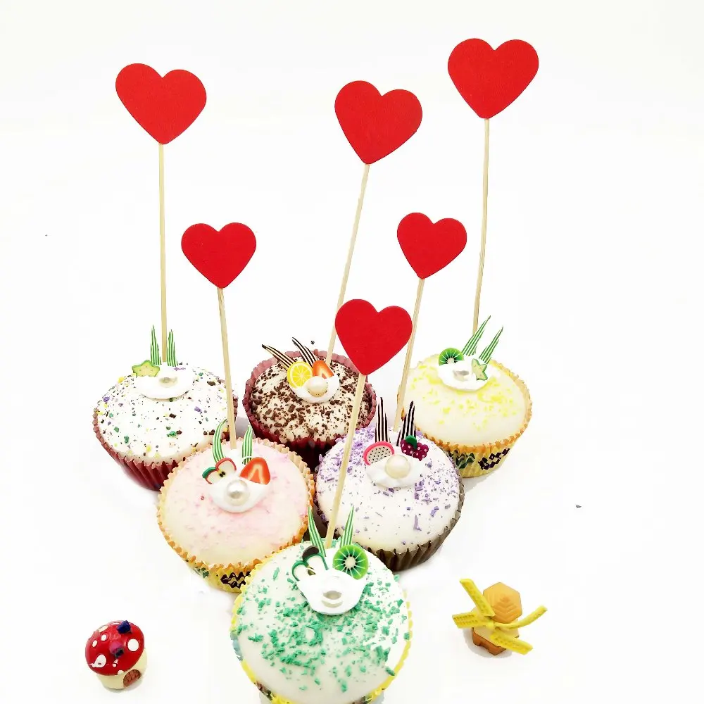 6 штук пакет в форме красного сердца свадебный торт зубочистка Топпер украшения