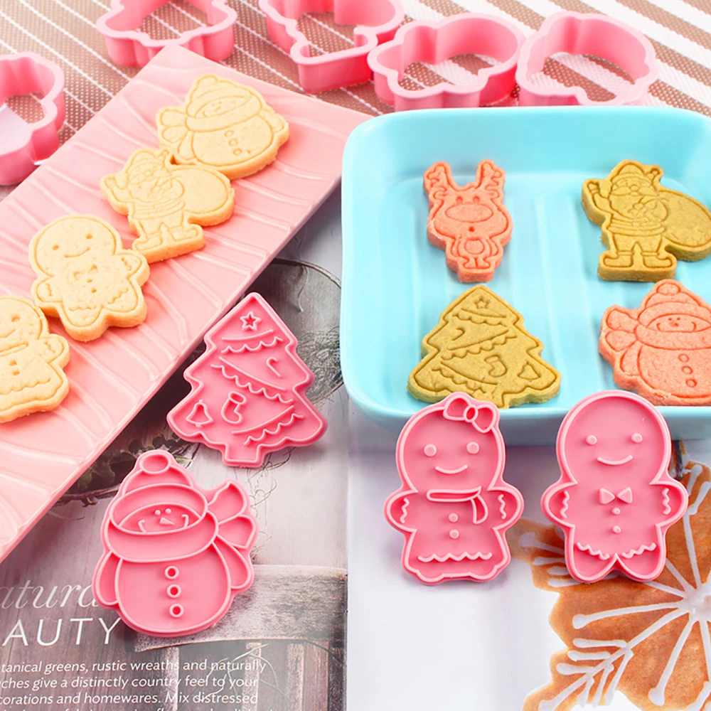 

6Pcs/set Christmas Cookie Cutters Fondant Cake Mold Biscuit Sugarcraft Cake Cookie Decorating Tools Christmas Mold