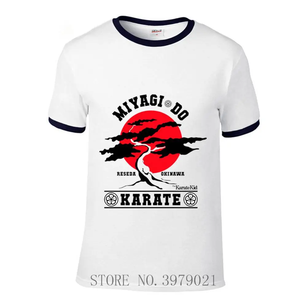 Кобра Кай Ретро рукав кунг-фу футболки Мужская футболка мигаги до бонсай дерево