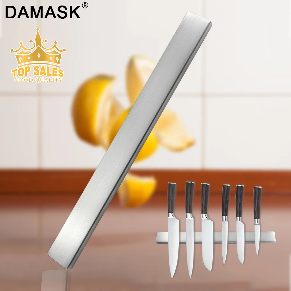 Damask Magnetic Self-adhesive 45CM Length Knifes Holder Stainless Steel Block Strong Magnet Knife Stand For Kitchen Knives Tools