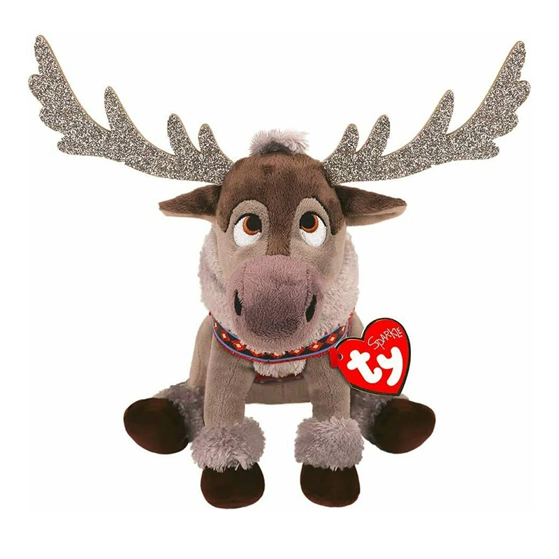 15 см Ty Beanie Sven Блестящий кремовый Рог Коричневый Олень Рождественский милый