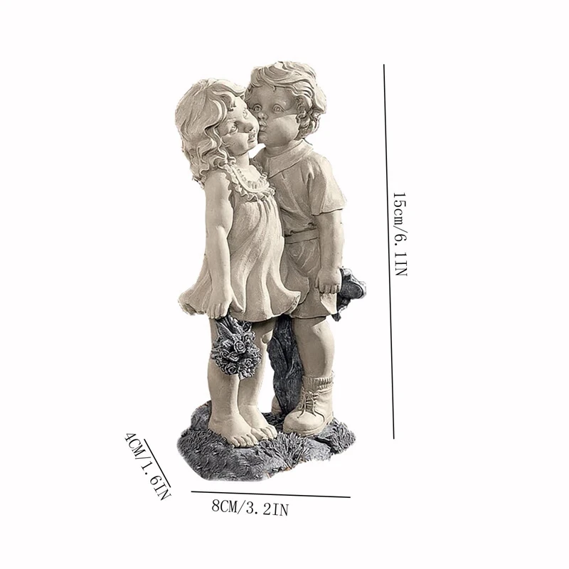 

Boy And Girl Status Resin Ornament Retro Craft Not Easy To Corrode Cute Innovative Outdoor Garden Yard Patio Decoration