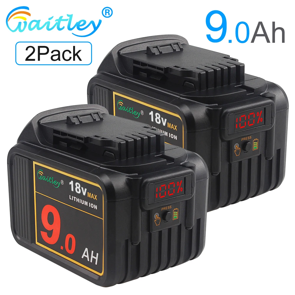 Waitley 2 шт. 18В 9.0Ah сменный литий ионный аккумулятор для Dewalt XR Li Ion электроинструмент